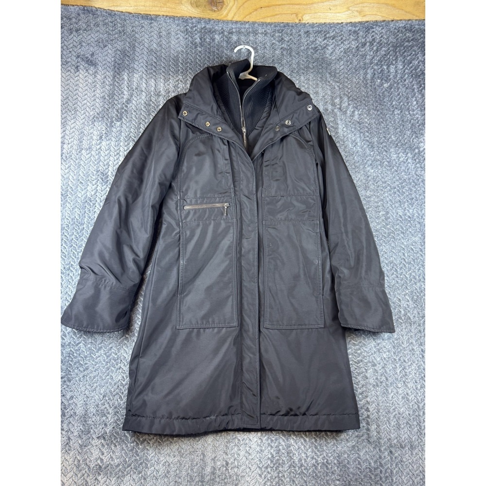 Postcard Luxury Sportswear Parka Coat Womens XS Black Layered Look Full Zip Warm